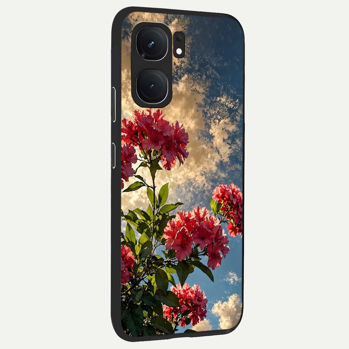 Red Bloom Skies back cover For iQOO Neo 9 Pro slim fit glass case with vibrant aesthetic design