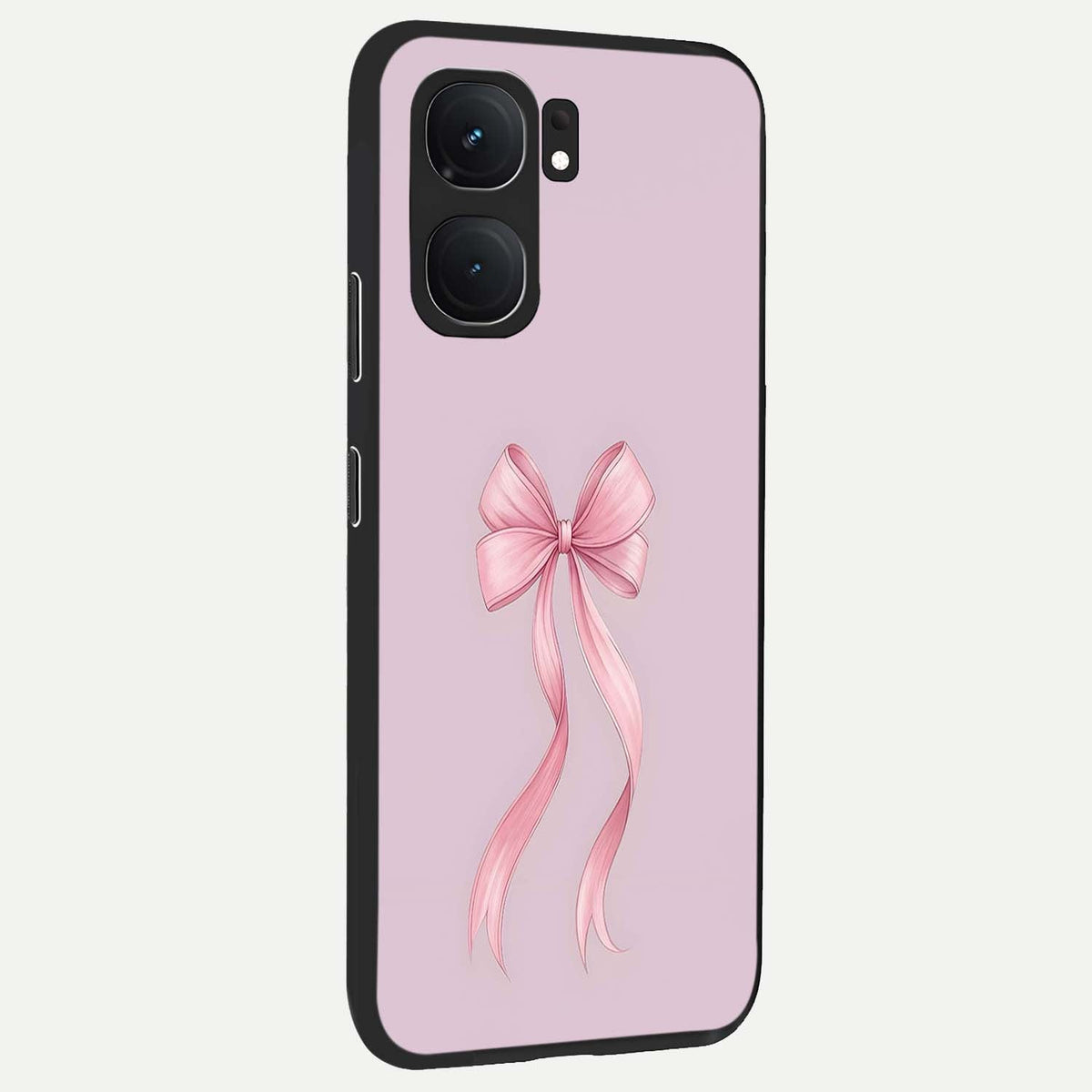 Soft Blush Bow back cover For iQOO Neo 9 Pro slim fit glass case with vibrant aesthetic design