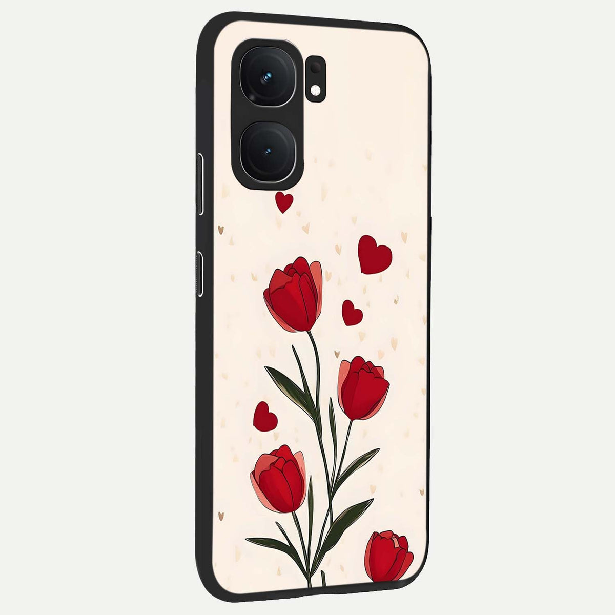 Tulip With Heart back cover For iQOO Neo 9 Pro slim fit glass case with vibrant aesthetic design