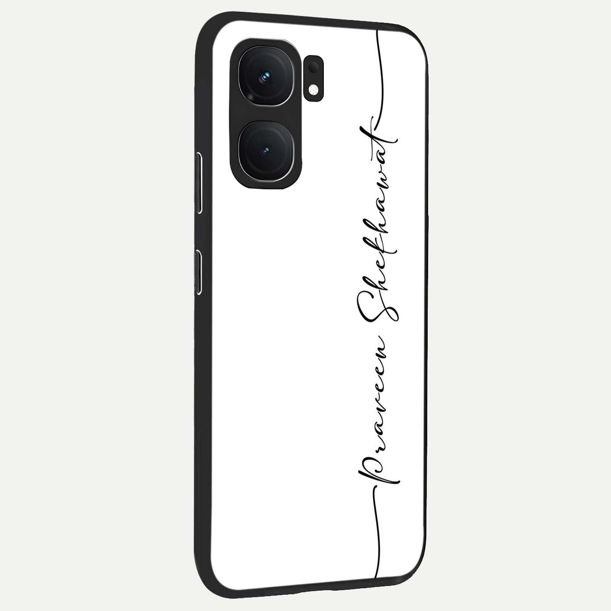 White Tune Custom Name back cover For iQOO Neo 9 Pro slim fit personalized glass case with aesthetic design