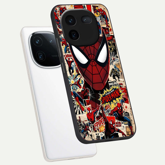 Aesthetic Wonder Spider phone case For iQOO 12 5G showing premium glass back cover with detailed artwork