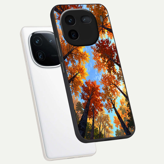 Autumn Sky Rise phone case For iQOO 12 5G showing premium glass back cover with detailed artwork