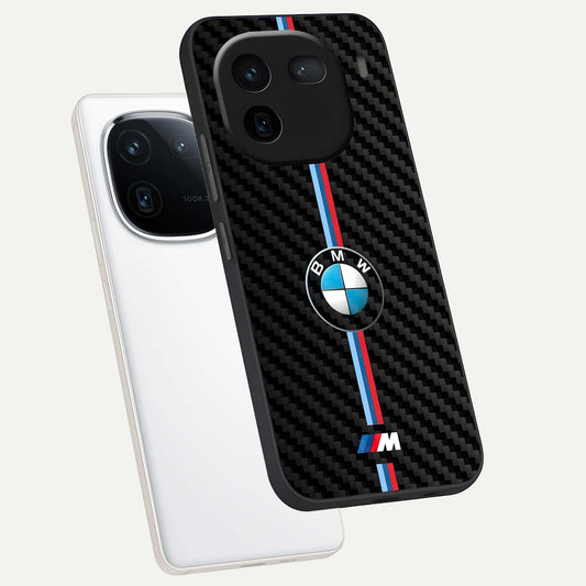 BMW Pattern phone case For iQOO 12 5G showing premium glass back cover with detailed artwork