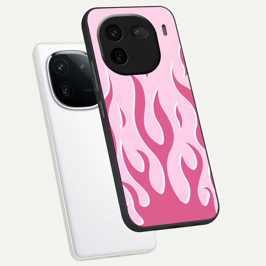 Blush Flame Energy phone case For iQOO 12 5G showing premium glass back cover with detailed artwork