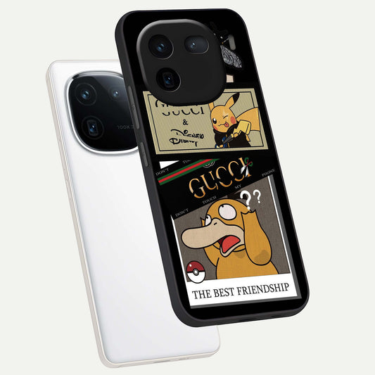 Cartoon Brand Play Mashup phone case For iQOO 12 5G showing premium glass back cover with detailed artwork