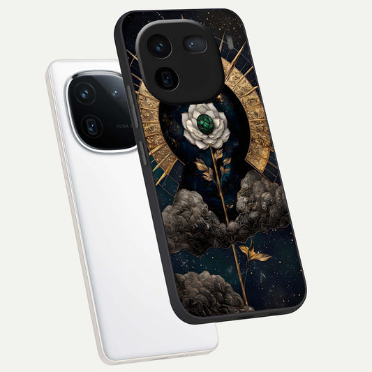 Celestial Lotus Morang phone case For iQOO 12 5G showing premium glass back cover with detailed artwork
