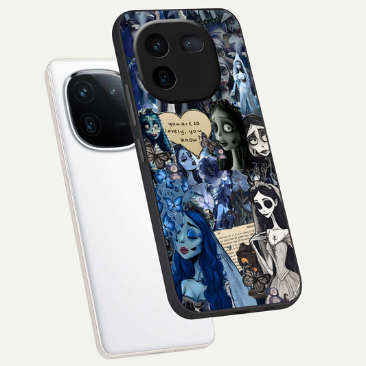 Corpse Bride Posters phone case For iQOO 12 5G showing premium glass back cover with detailed artwork