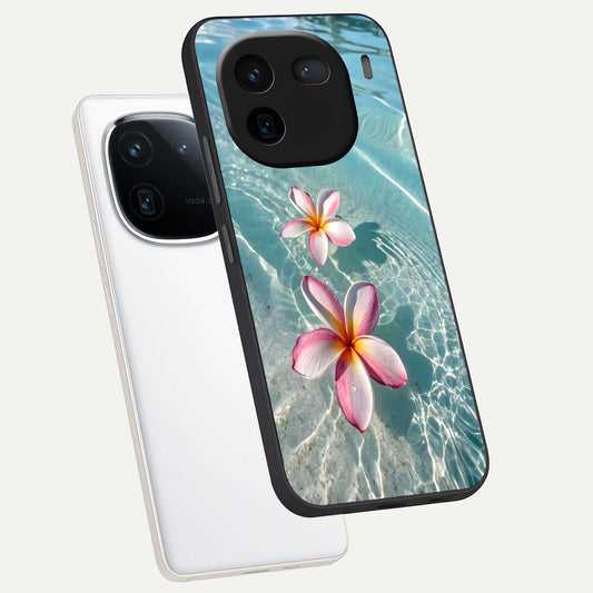 Floating Bloom Bliss phone case For iQOO 12 5G showing premium glass back cover with detailed artwork