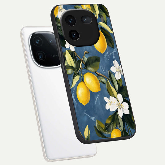 Lemon Dream Garden phone case For iQOO 12 5G showing premium glass back cover with detailed artwork