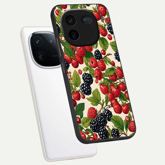Mixed Berry Collage phone case For iQOO 12 5G showing premium glass back cover with detailed artwork