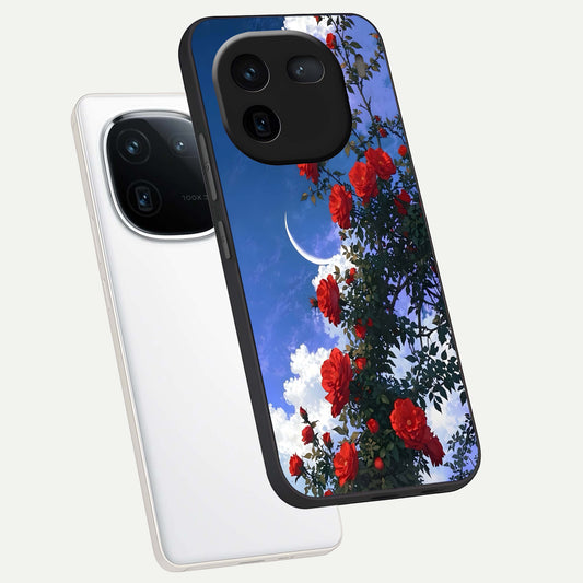 Rose Drift Flowers phone case For iQOO 12 5G showing premium glass back cover with detailed artwork