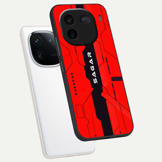 Voltage Rise CYBERPUNK Custom Name phone case For iQOO 12 5G showing premium custom name glass back cover