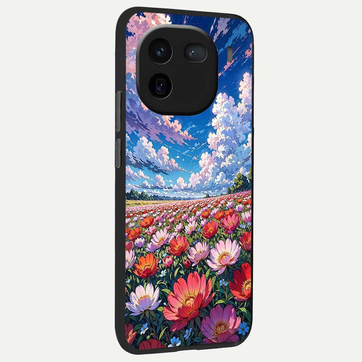 Blossom Sky Field back cover For iQOO 12 5G slim fit glass case with vibrant aesthetic design
