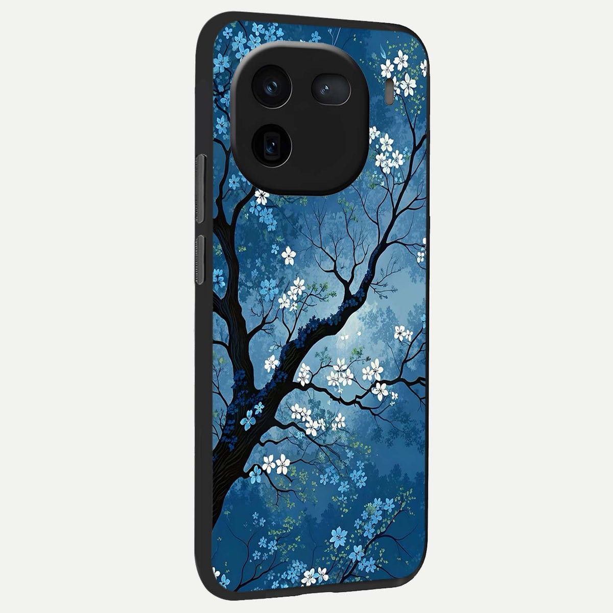Blue Tree Serenity back cover For iQOO 12 5G slim fit glass case with vibrant aesthetic design