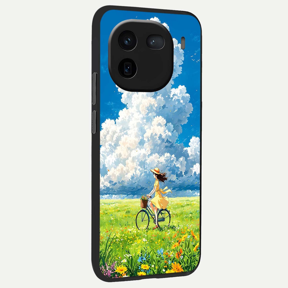 Breezy Meadow Ride back cover For iQOO 12 5G slim fit glass case with vibrant aesthetic design