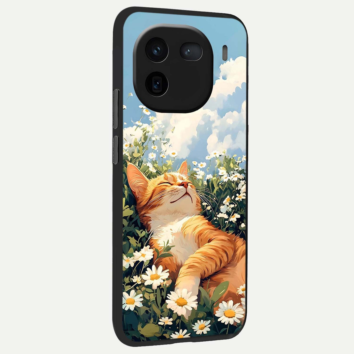 Cat And Flowers View back cover For iQOO 12 5G slim fit glass case with vibrant aesthetic design