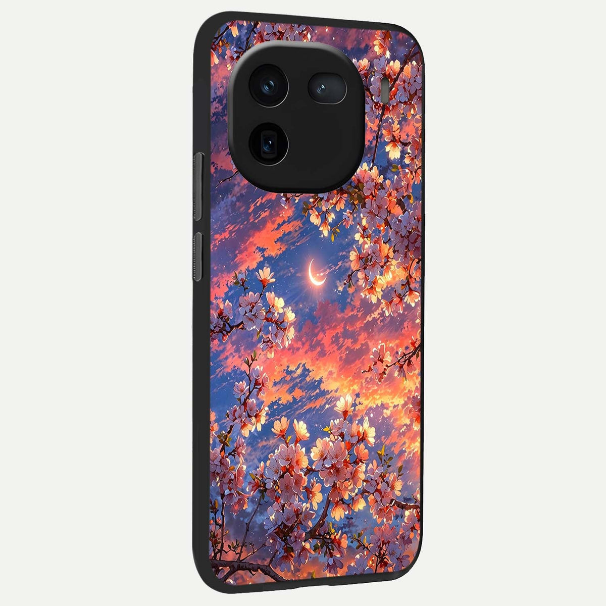 Celestial Sakura Sunset back cover For iQOO 12 5G slim fit glass case with vibrant aesthetic design