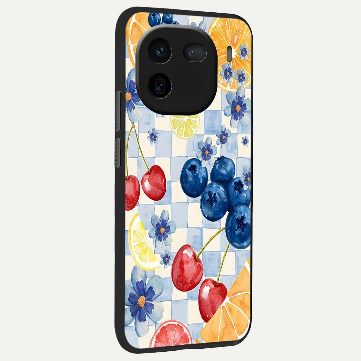 Citrus Bloom Joy back cover For iQOO 12 5G slim fit glass case with vibrant aesthetic design
