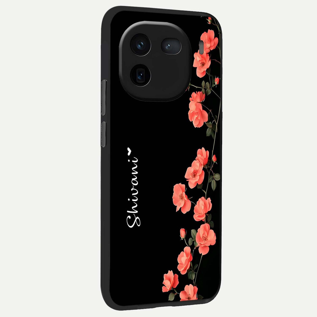 Crimson Bloom Grace Custom Name back cover For iQOO 12 5G slim fit glass case with vibrant aesthetic design