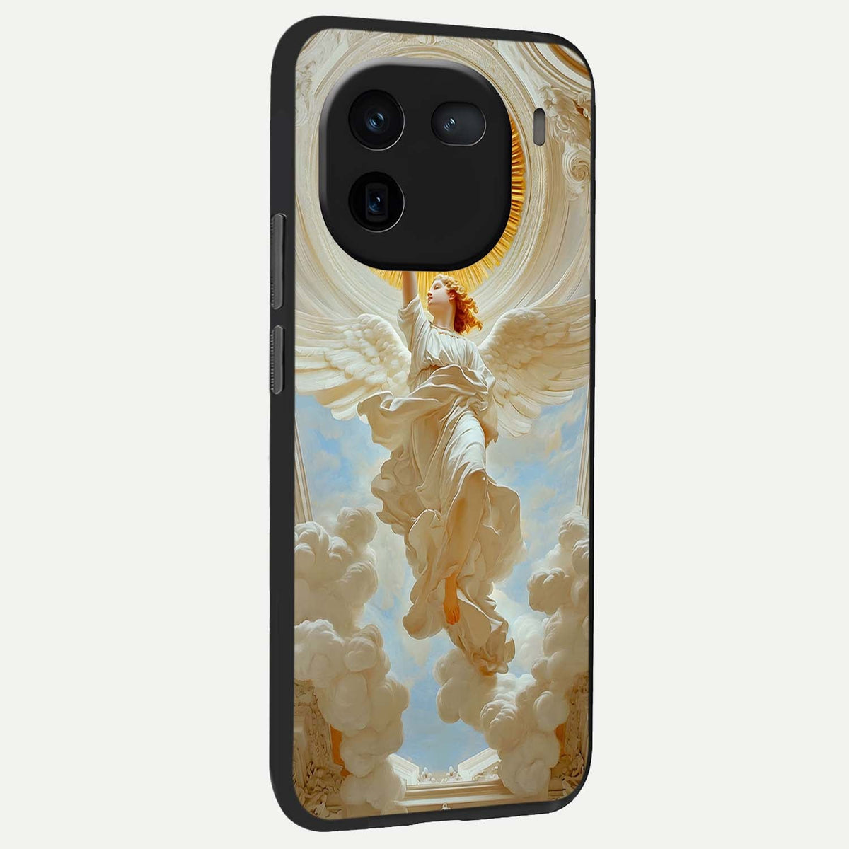 Divine Light Angel back cover For iQOO 12 5G slim fit glass case with vibrant aesthetic design