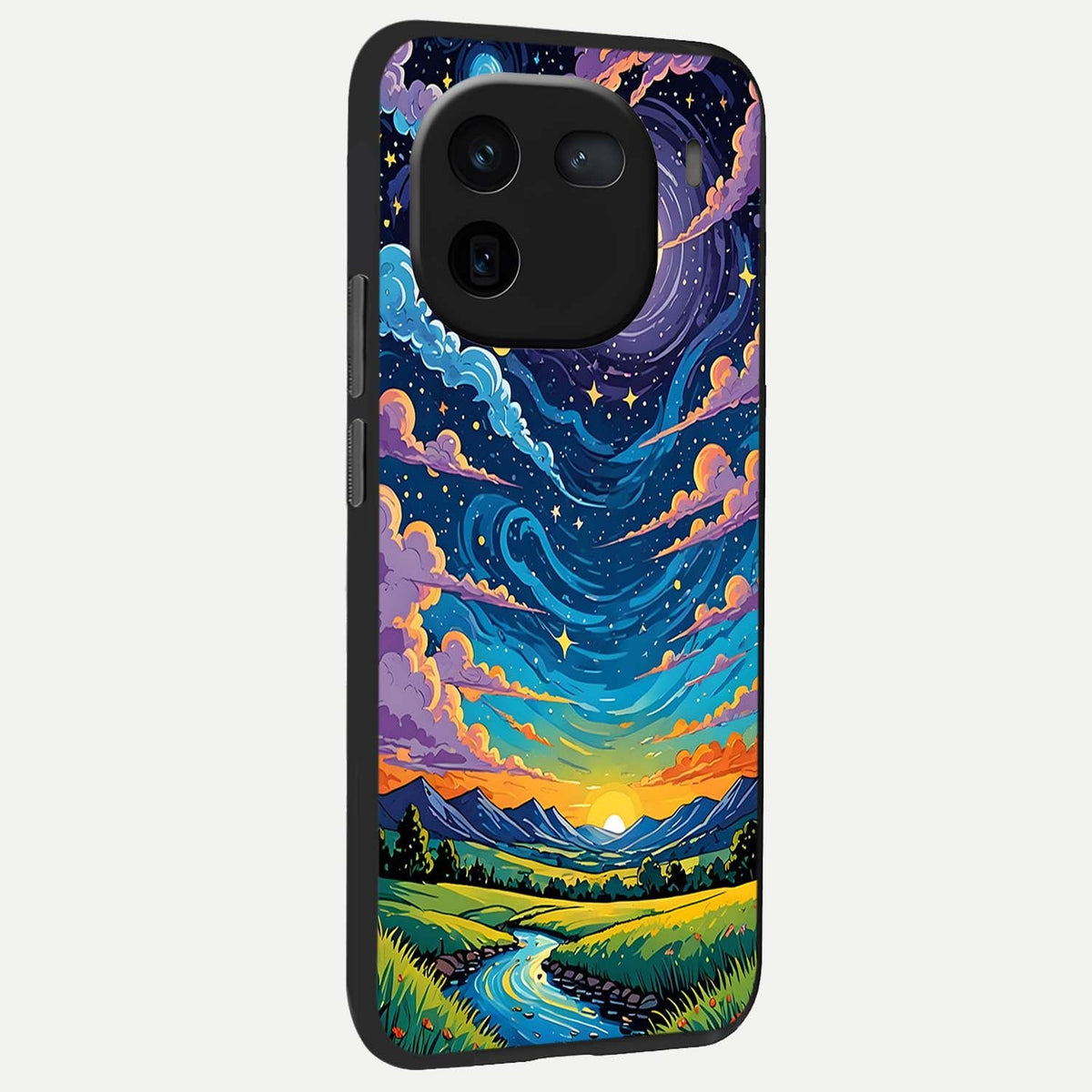 Dreamy Night Landscape back cover For iQOO 12 5G slim fit glass case with vibrant aesthetic design