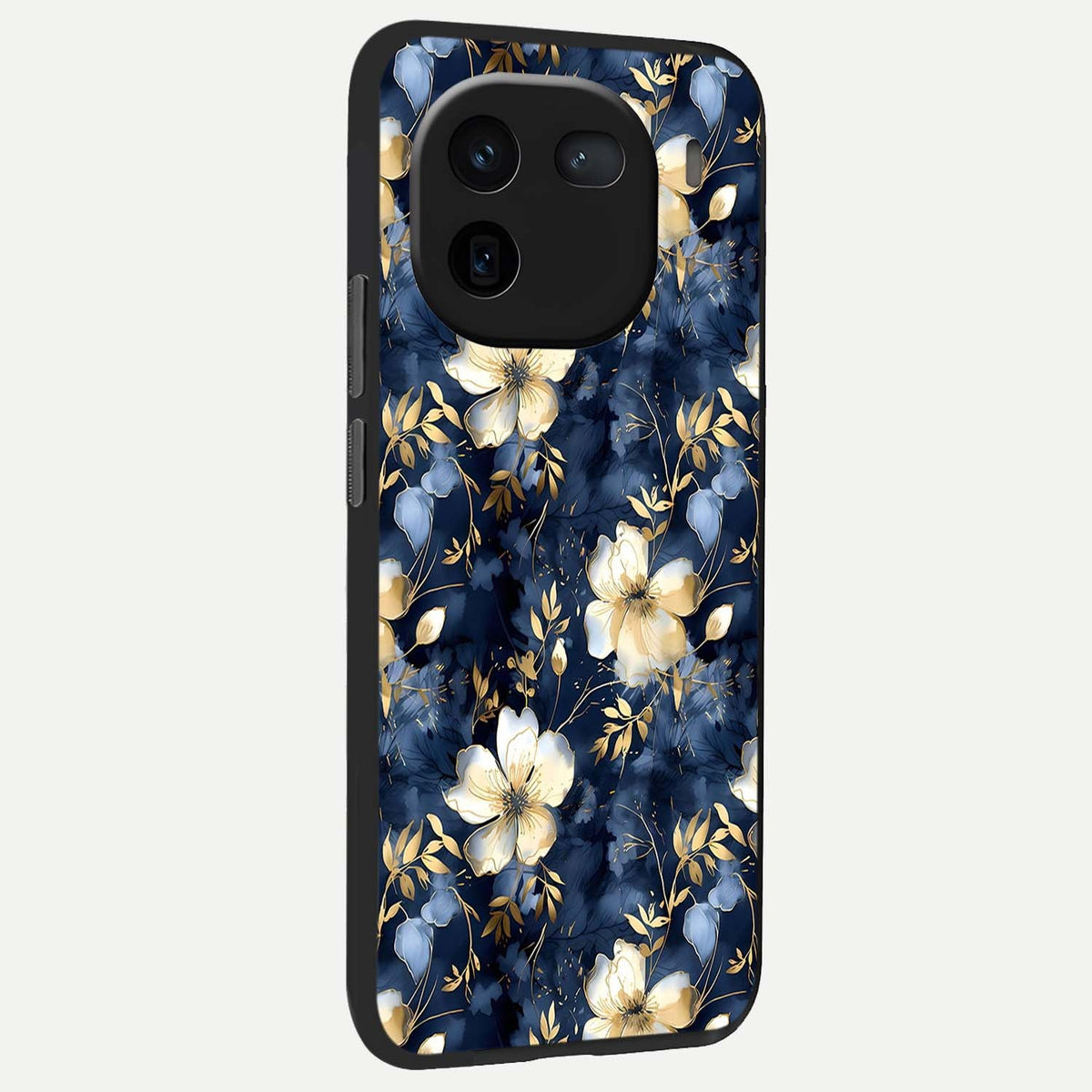 Golden Midnight Bloom back cover For iQOO 12 5G slim fit glass case with vibrant aesthetic design