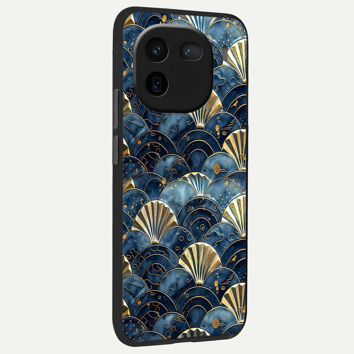 Golden Wave Luxe back cover For iQOO 12 5G slim fit glass case with vibrant aesthetic design