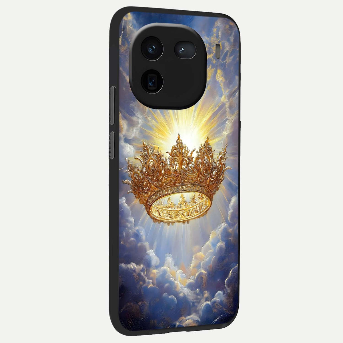 Heavenly Crown Light back cover For iQOO 12 5G slim fit glass case with vibrant aesthetic design