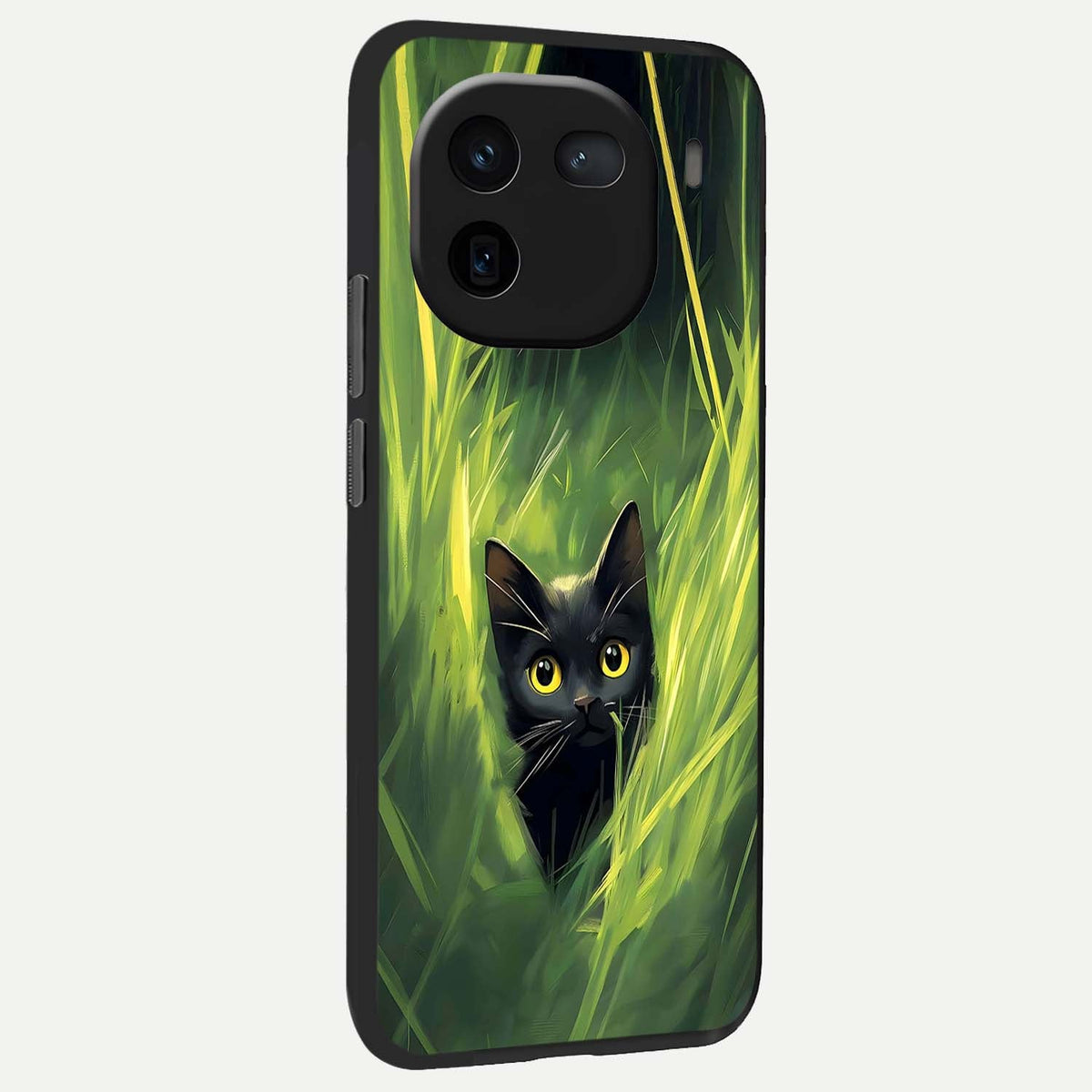 Hidden Cat Whisper back cover For iQOO 12 5G slim fit glass case with vibrant aesthetic design