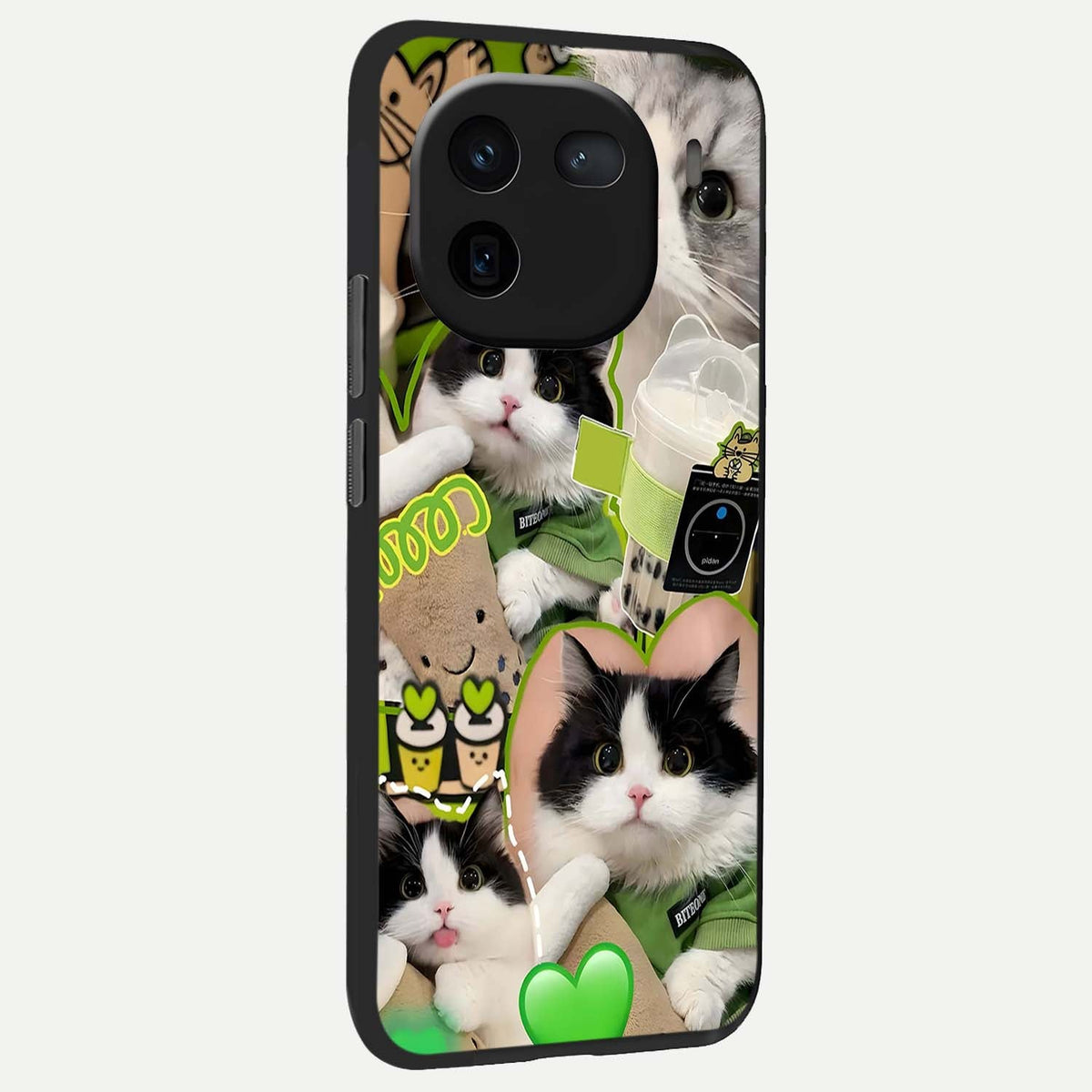 Matcha Cats Mood back cover For iQOO 12 5G slim fit glass case with vibrant aesthetic design