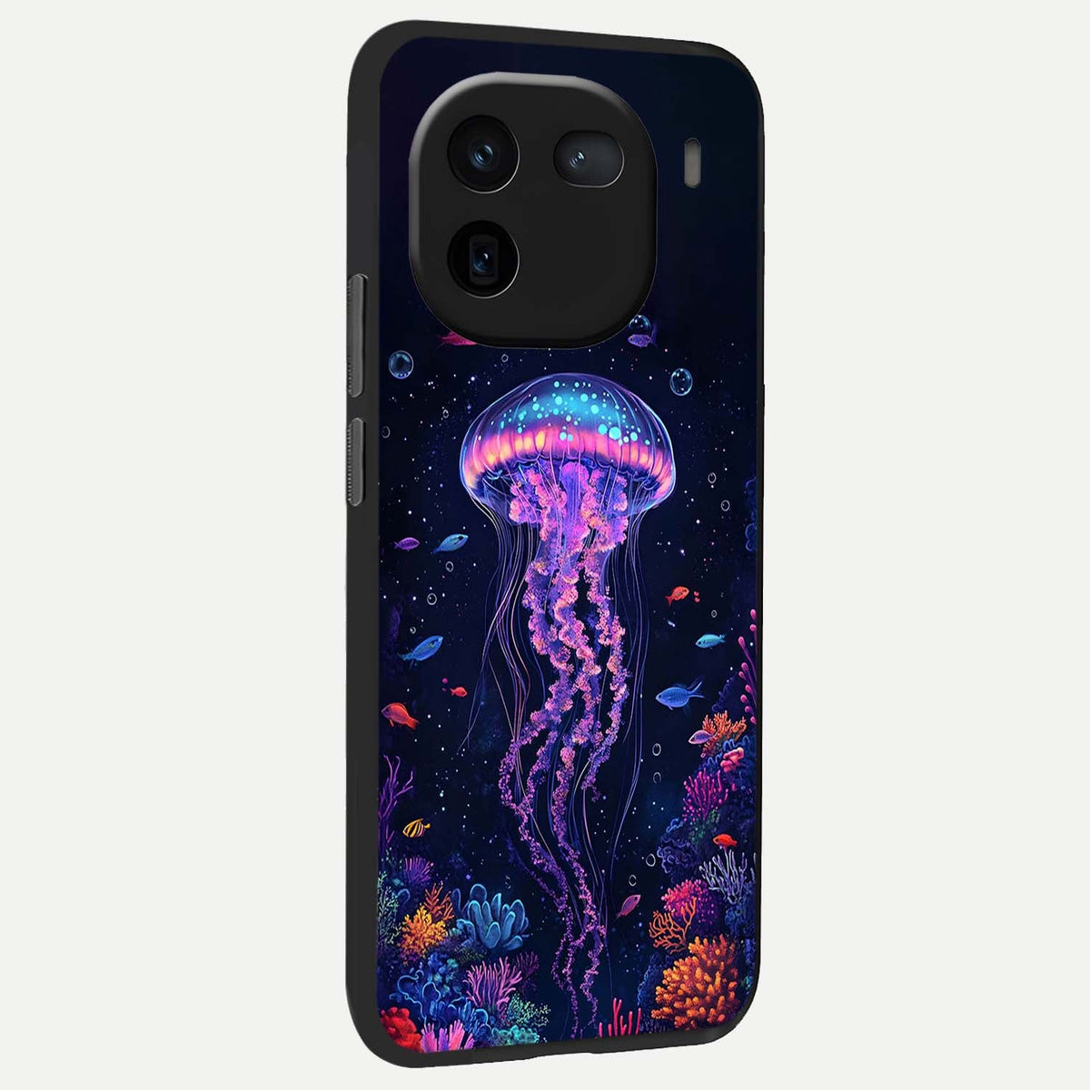 Neon Jellyfish back cover For iQOO 12 5G slim fit glass case with vibrant aesthetic design