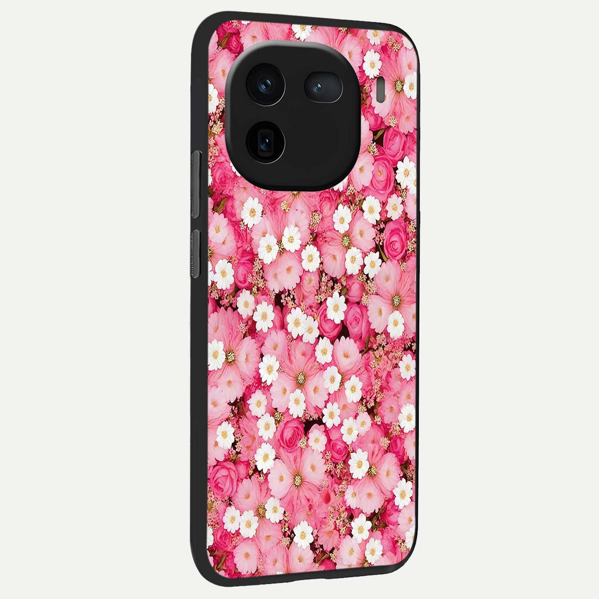 Pink Daisy Bliss back cover For iQOO 12 5G slim fit glass case with vibrant aesthetic design