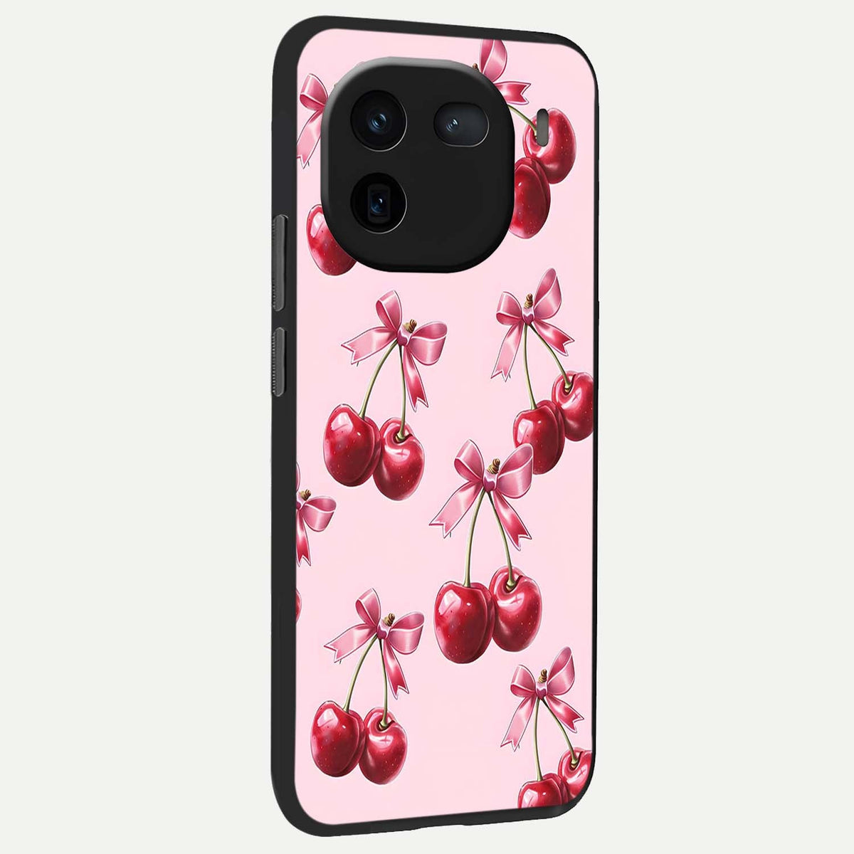 Red Cherries Pattern back cover For iQOO 12 5G slim fit glass case with vibrant aesthetic design