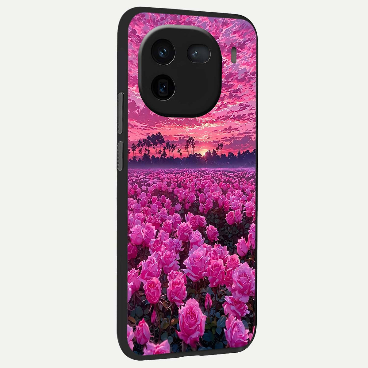 Rose Sunset Valley back cover For iQOO 12 5G slim fit glass case with vibrant aesthetic design