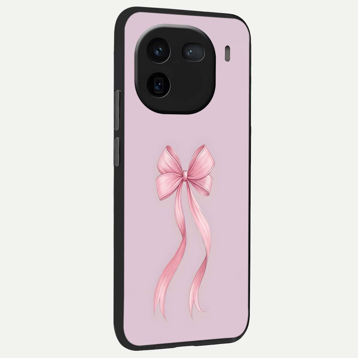 Soft Blush Bow back cover For iQOO 12 5G slim fit glass case with vibrant aesthetic design