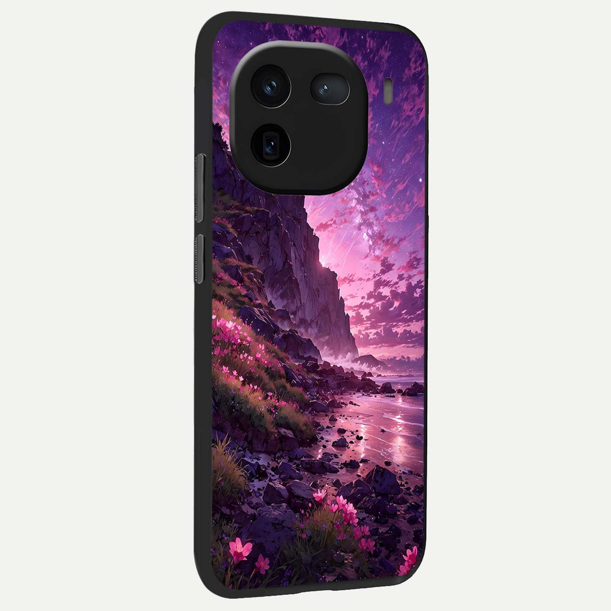 Twilight Blossom Coast back cover For iQOO 12 5G slim fit glass case with vibrant aesthetic design
