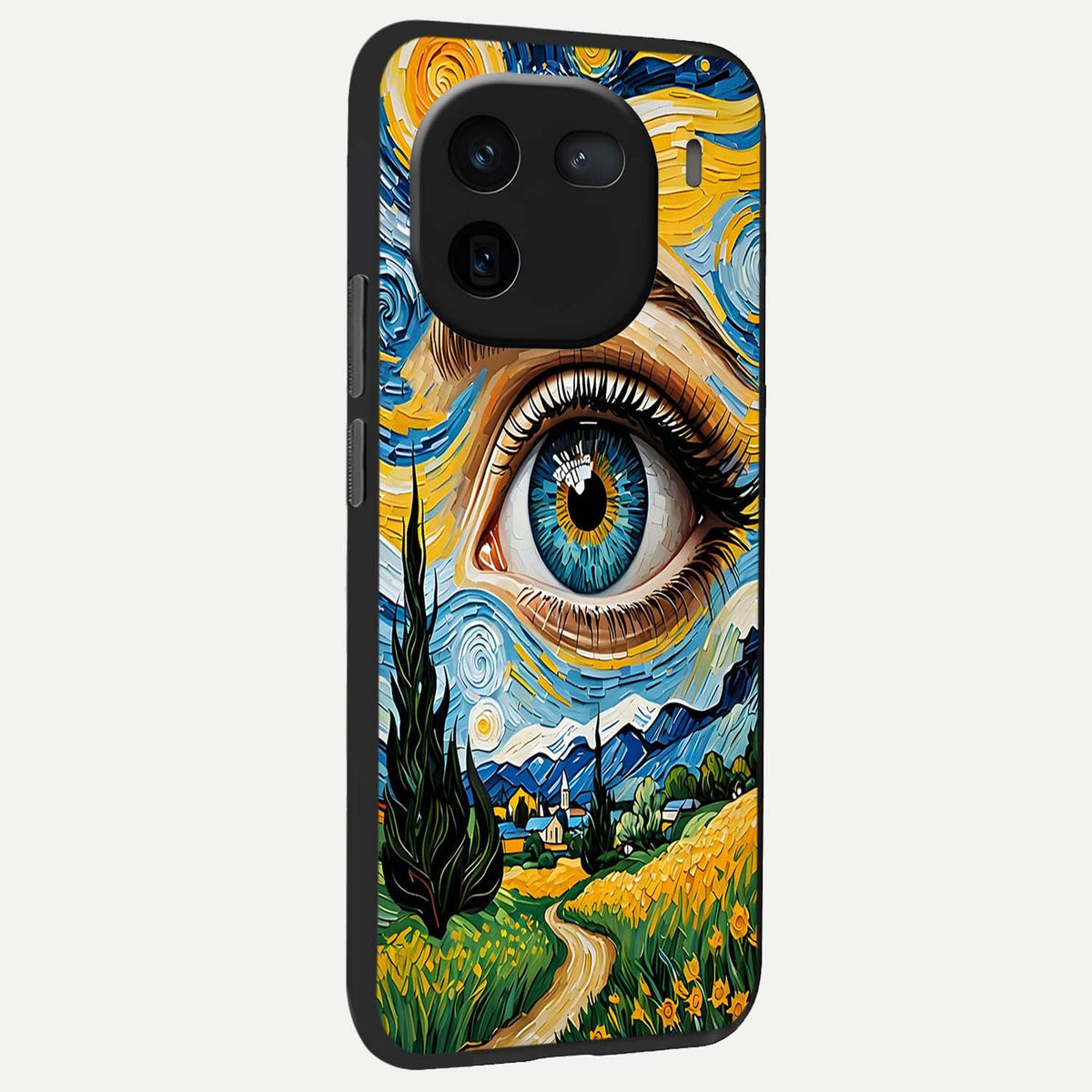 Van Gogh Eye back cover For iQOO 12 5G slim fit glass case with vibrant aesthetic design
