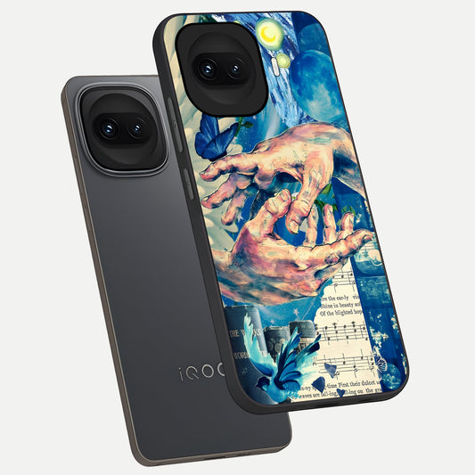 Aesthetic Divider phone case for iQOO 15R showing premium glass back cover with detailed artwork