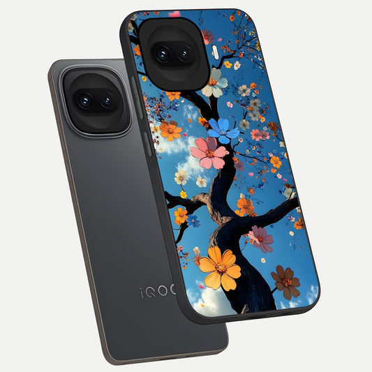 Blossom Dream Sky phone case for iQOO 15R showing premium glass back cover with detailed artwork