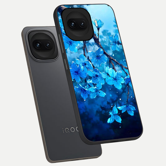 Blue Blossoms Branch phone case for iQOO 15R showing premium glass back cover with detailed artwork