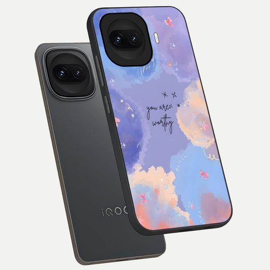 Celestial Cloud Magic phone case for iQOO 15R showing premium glass back cover with detailed artwork