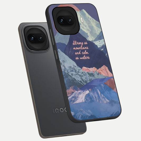 Celestial Mountain Calm phone case for iQOO 15R showing premium glass back cover with detailed artwork
