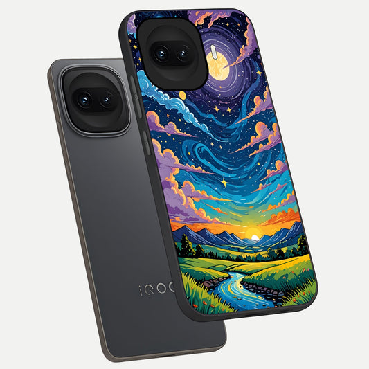 Dreamy Night Landscape phone case for iQOO 15R showing premium glass back cover with detailed artwork