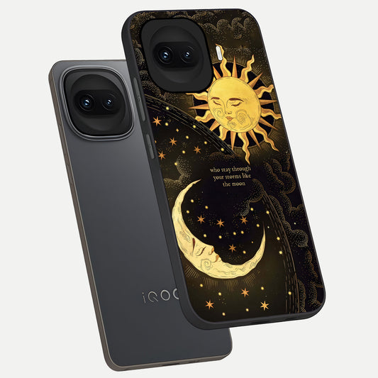 Golden Lunar Love phone case for iQOO 15R showing premium glass back cover with detailed artwork