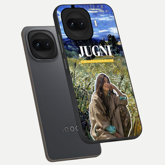 Jugni Soul Vibes phone case for iQOO 15R showing premium glass back cover with detailed artwork