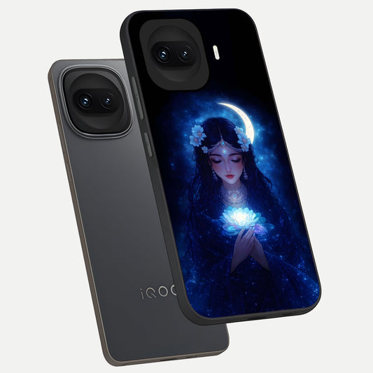 Mystic Moon Queen phone case for iQOO 15R showing premium glass back cover with detailed artwork