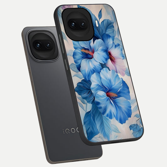 Ocean Hibiscus Grace phone case for iQOO 15R showing premium glass back cover with detailed artwork