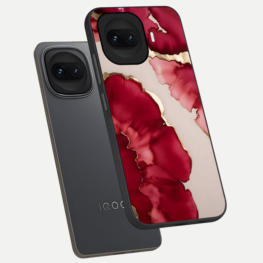 Pink And White Marble phone case for iQOO 15R showing premium glass back cover with detailed artwork