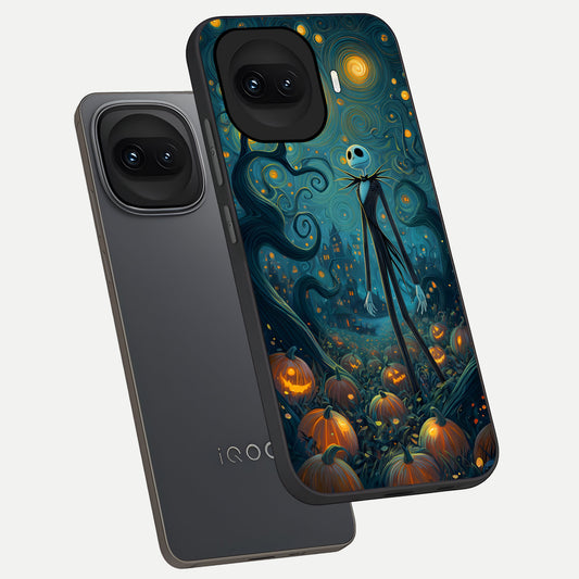 Pumpkin Moonlight Tale phone case for iQOO 15R showing premium glass back cover with detailed artwork
