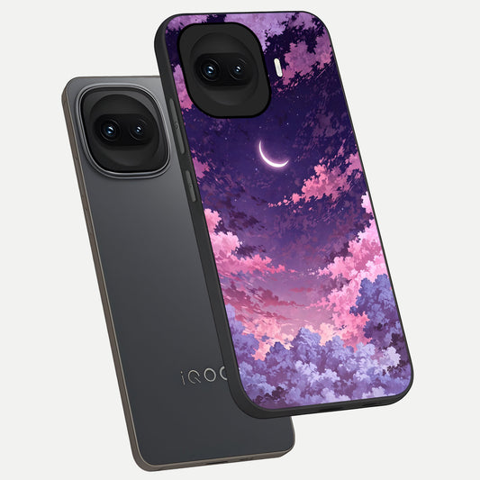 Sky Drift Clouds phone case for iQOO 15R showing premium glass back cover with detailed artwork
